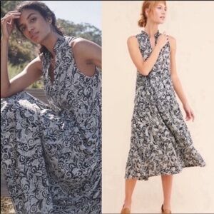 Anthropologie | Dresses | Anthropologie Farm Rio Cerrado Stamps Longsleeve  Midi Shirt Dress Small Nwt | Poshmark